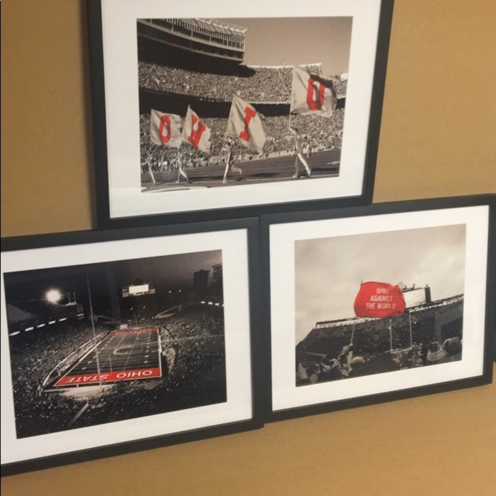 Ohio state framed set of 3 wall art decor